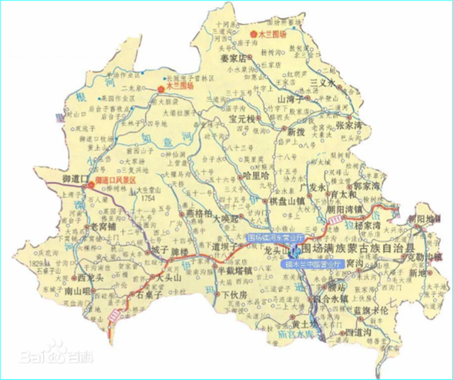 图9-1   &nbsp; 承德市围场县行政区划图 围场地处内蒙古高原和冀北